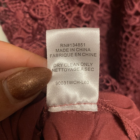 WAYF Anthropologie Brand | Burgundy Floral Lace Mini Dress - halter neckline - S - Picture 8 of 8